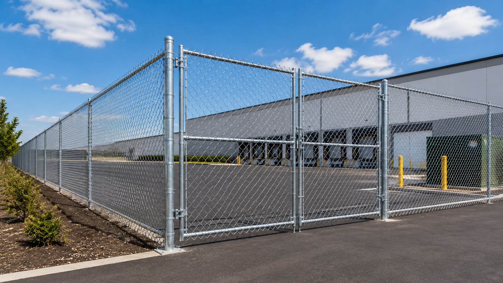 Commercial chain link fence and gate installation for secure visible perimeters