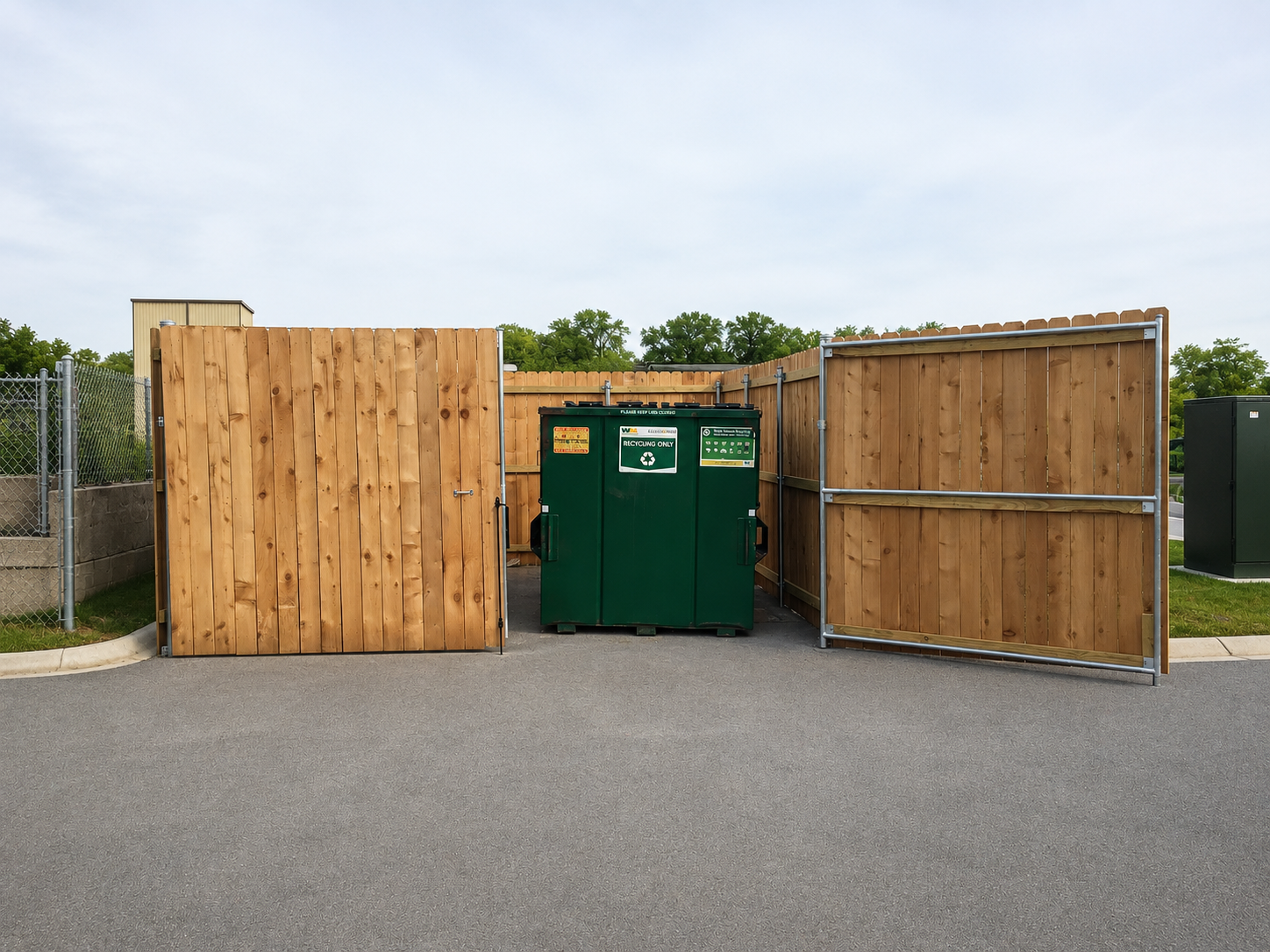 Commercial dumpster fence enclosure serving businesses in Davie and Fort Lauderdale